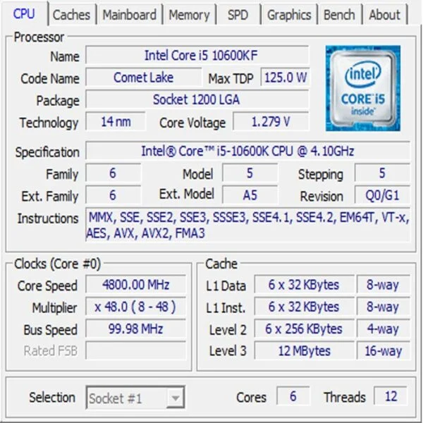 پردازنده مرکزی اینتل سری Comet Lake مدل Core i5-10600KF - Image 2